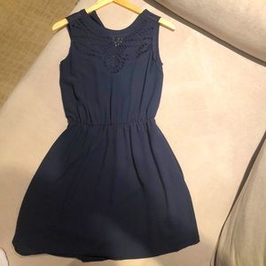 Aqua navy mini dress